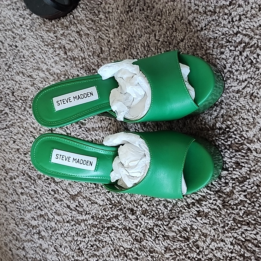 Steve Madden Bristal slip on green platform shoes-6 - Picture 2 of 11